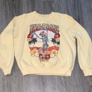Billabong Yellow Cropped Crewneck Sweatshirt